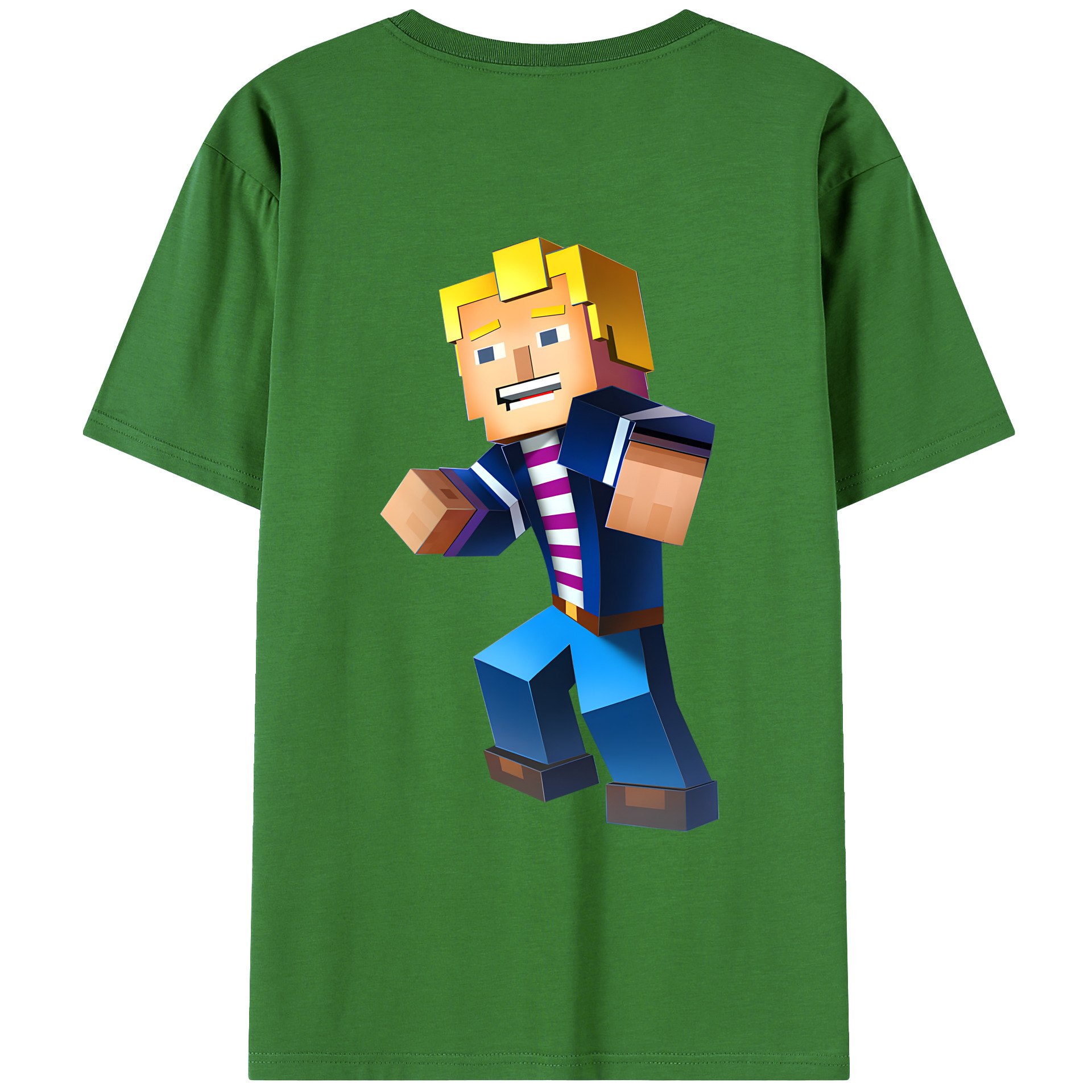 （画像用） マインクラフト ブロックの世界 Minecraft MC Block world レディース半袖Tシャツ(バックプリント)